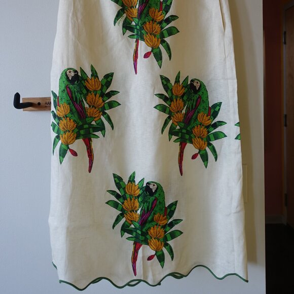 Farm Rio Parrot tropical vacay vacation resort linen midi A-line skirt Medium M - Picture 15 of 16